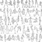 [原画线稿] 【5000人物动作速写】人体动作男女人体多角度姿势结构速写5000人物线稿参考