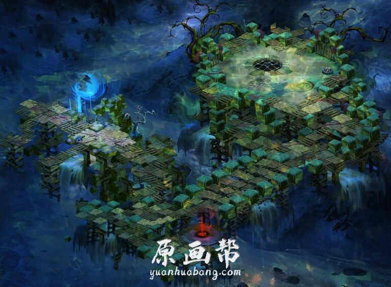 [游戏设定]游戏CG地图 网游西游降魔 手绘风格高清2.5D场景原画参考素材