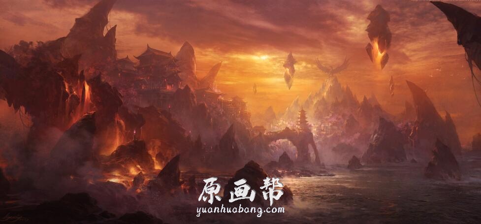 魔幻东方手绘 场景气氛图 CG游戏原画美术参考素材5085p