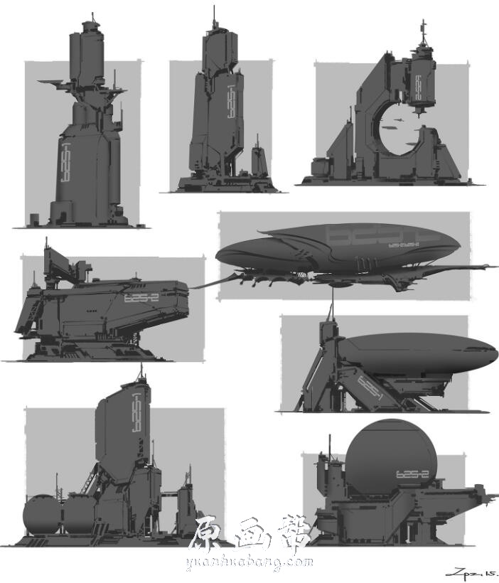 【原画素材】A站799期 124P 中国pengzhen zhang 场景枪械机甲武器设定欣赏 zpz