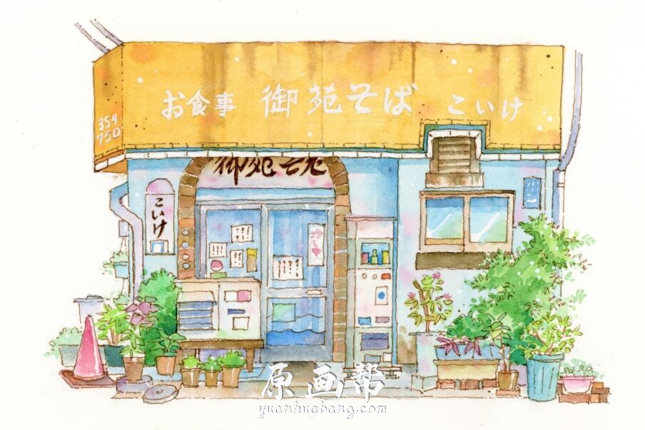 [CG插画] 日韩小清新手绘水彩插画 小屋 建筑场景 绘画素材230p