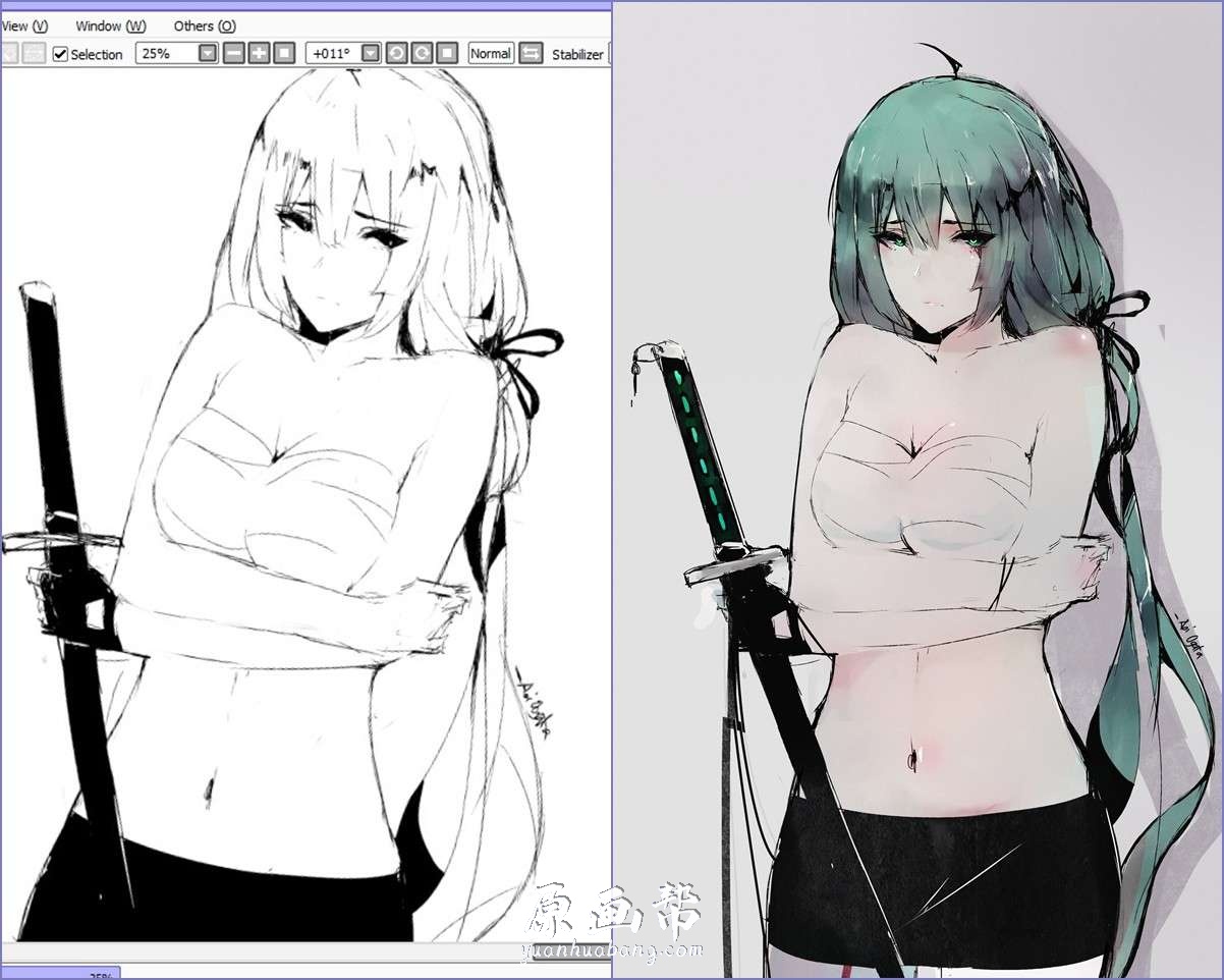 [二次元] Aoi Ogata唯美黑暗诡异风CG少女插画临摹参考素材