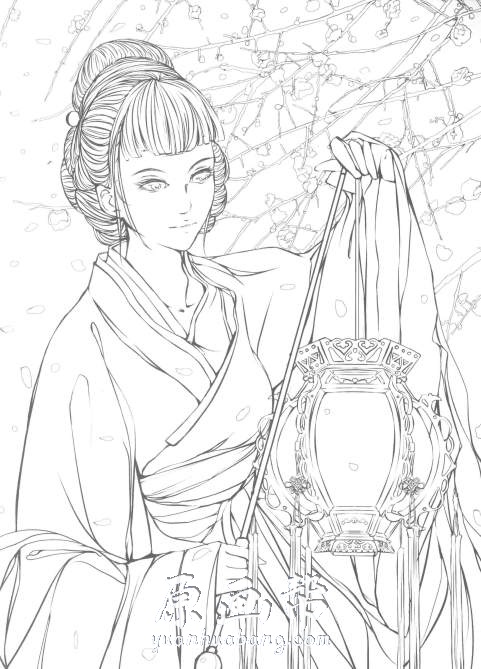 黑白线稿 第一集古风系列插画新手练习线稿48p 原画素材 原画帮 黑白线稿 第一集古风系列插画新手练习线稿48p 原画素材 原画帮