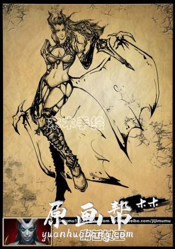 [黑白线稿] 【刀塔2】英雄游戏手绘线稿参考素材77p_原画素材
