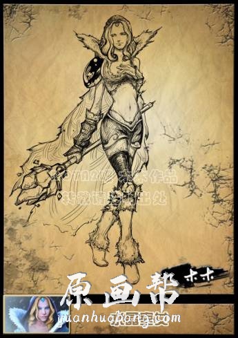 [黑白线稿] 【刀塔2】英雄游戏手绘线稿参考素材77p_原画素材