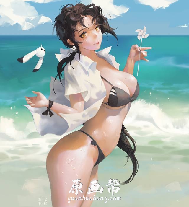 [日韩画风] 前方高能 美到炸裂的小姐姐绘画过程 作者 GTZ taejune插画作品_免费原画素材