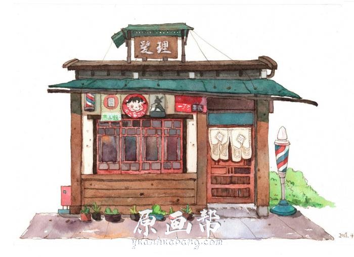 [传统绘画] -小清新写实日式门店-小阁楼-房屋-建筑-手绘临摹素材163p_CG原画素材