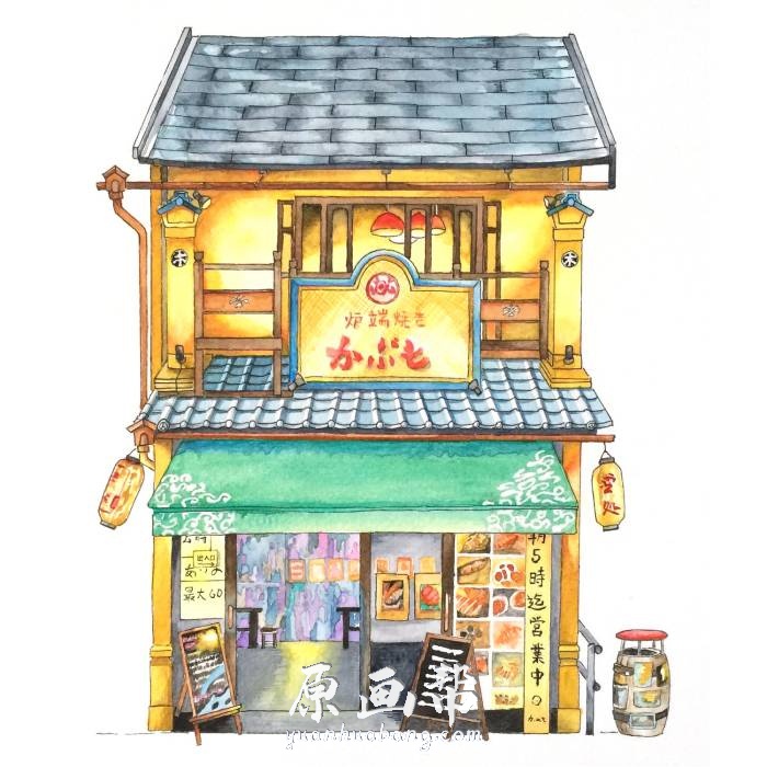 [传统绘画] -小清新写实日式门店-小阁楼-房屋-建筑-手绘临摹素材163p_CG原画素材