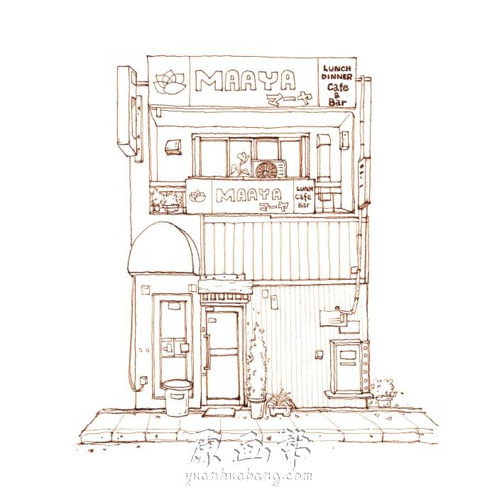 [传统绘画] -小清新写实日式门店-小阁楼-房屋-建筑-手绘临摹素材163p_CG原画素材