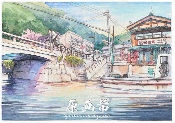 [传统绘画] 日系Mateu手绘水彩风景建筑素材图166p_CG原画素材