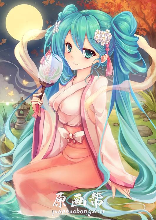 [日韩画风] 中秋明月初音（Chuushuu Meigetsu Miku）【VOCALOID】歌姬初音二创形态画集59p_CG原画素材