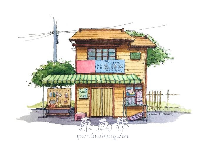 [场景设计] 日韩小清新手绘水彩插画 小屋 建筑场景 绘画素材230p_CG原画素材