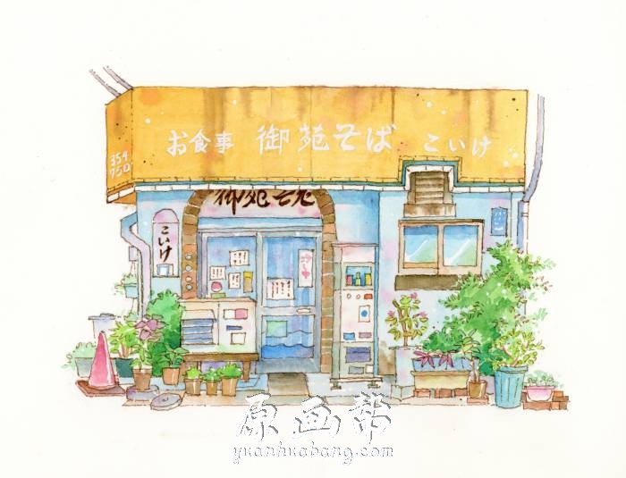 [场景设计] 日韩小清新手绘水彩插画 小屋 建筑场景 绘画素材230p_CG原画素材