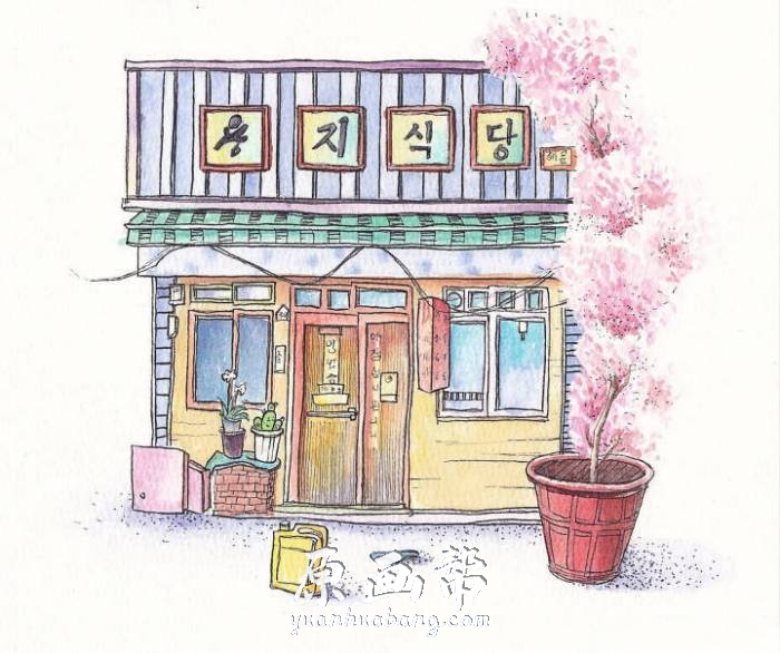 [场景设计] 日韩小清新手绘水彩插画 小屋 建筑场景 绘画素材230p_CG原画素材