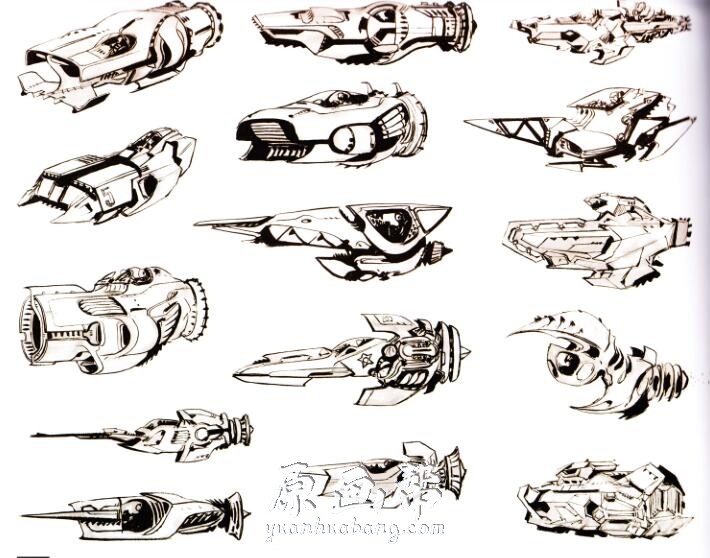 [科幻游戏设定] 太空飞船速写与着色游戏线稿概念设定原画集129p_CG原画素材