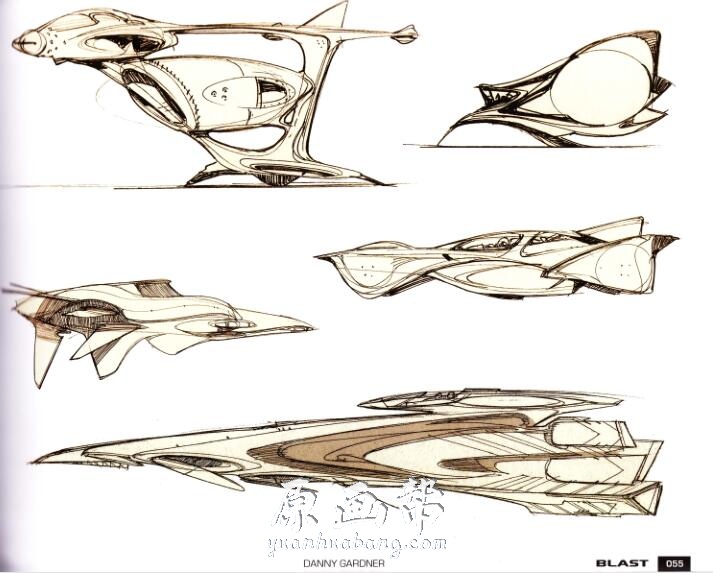 [科幻游戏设定] 太空飞船速写与着色游戏线稿概念设定原画集129p_CG原画素材