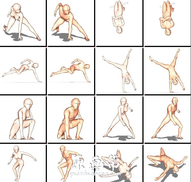 [传统线稿绘画] 1500多个人体姿态各种姿势设计参考_CG原画资源