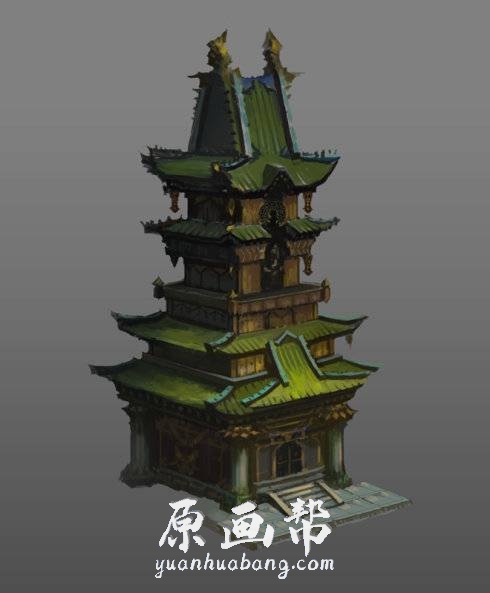 [游戏场景设计] 中国风建筑拆解-经典原画设计元素（45度场景）99P_CG原画资源