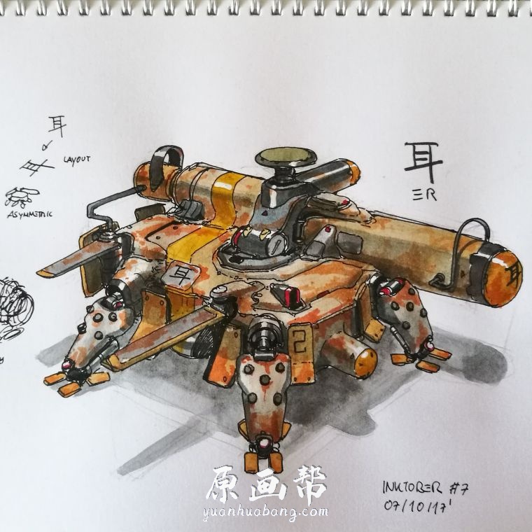 [概念设计] 机器人概念设计手绘彩稿Sheng Lam作品集 100P_CG原画资源