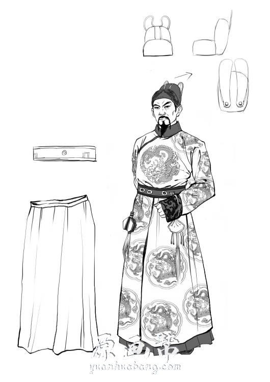 [黑白线稿] 中国各个朝代的服饰线稿 想画中国风的赶紧来_CG原画资源