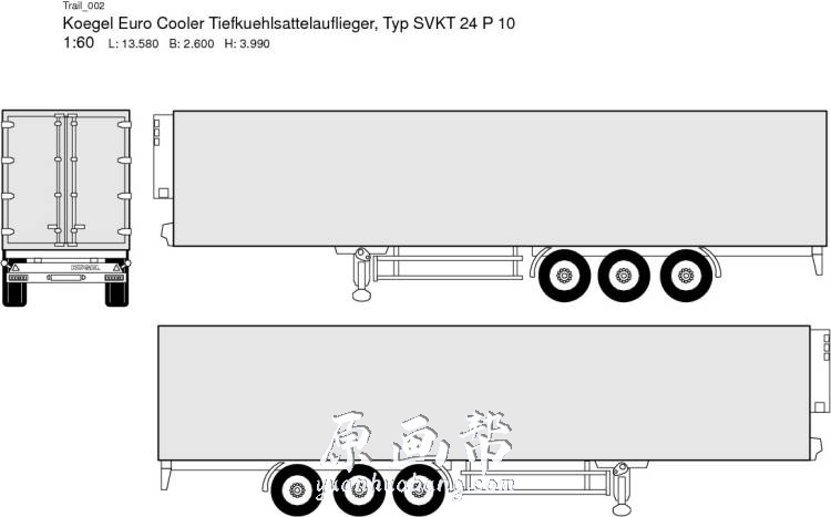 [黑白线稿] 卡车货柜车厢EPS矢量格式三视图线稿集_CG原画资源