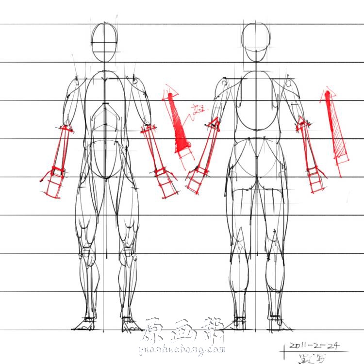 [黑白线稿] 手绘人体解剖系列 绘画专用素材集[296P]_CG原画资源