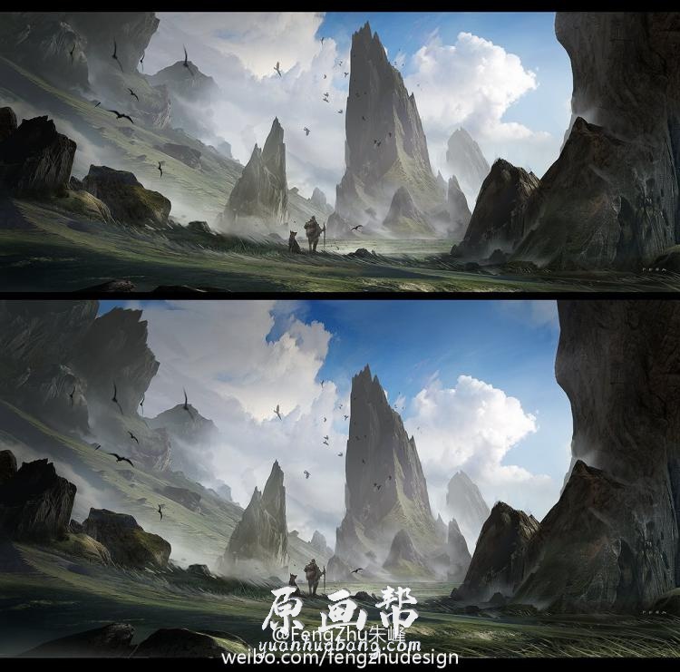 [游戏设定] 山-石-树-水-天-地貌地形概念场景设计480P_CG原画资源